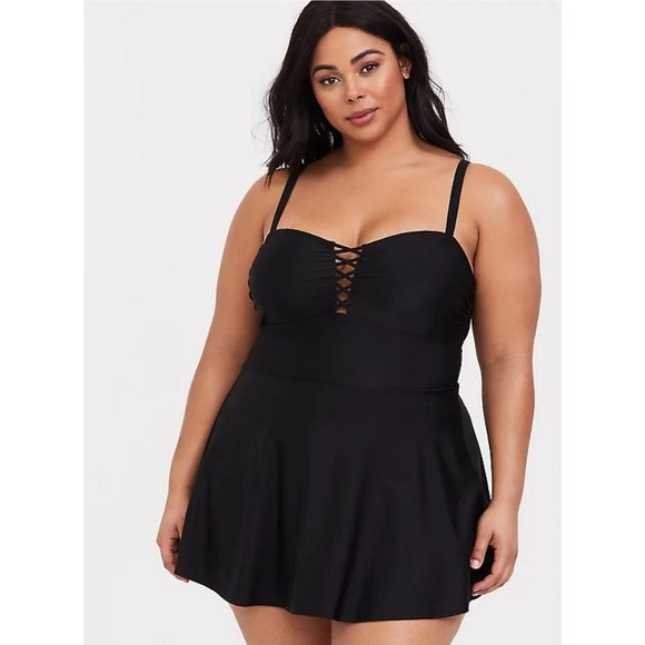 torrid Other - NWT TORRID DRESS LATTICE FRONT SWIMSUIT M/L